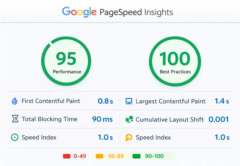 ZIRA performance metrics with fast load times, high Lighthouse score, and optimized eCommerce speed