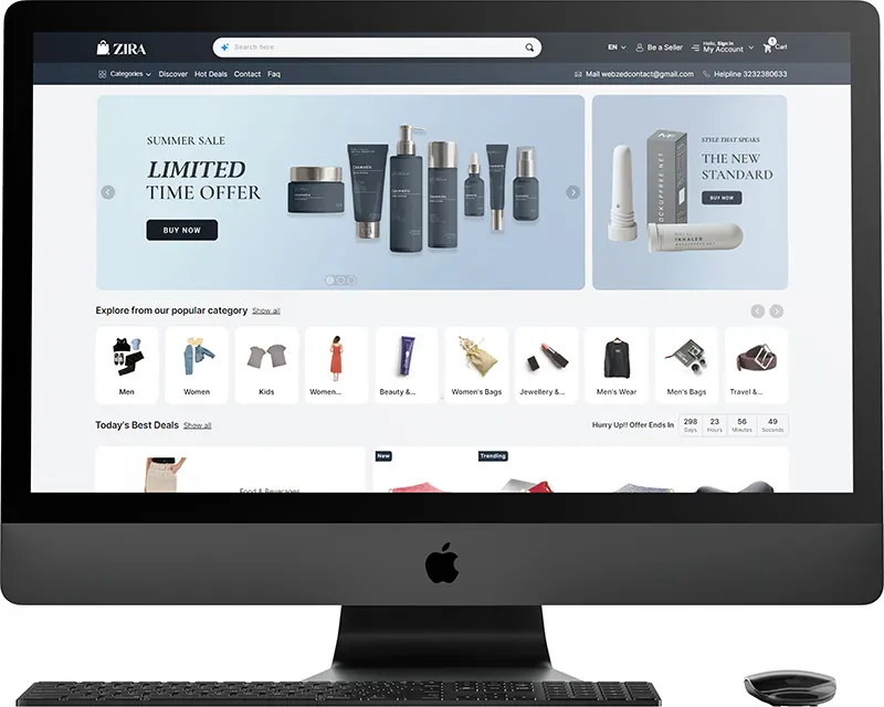 ZIRA multi-vendor eCommerce storefront with modern UI